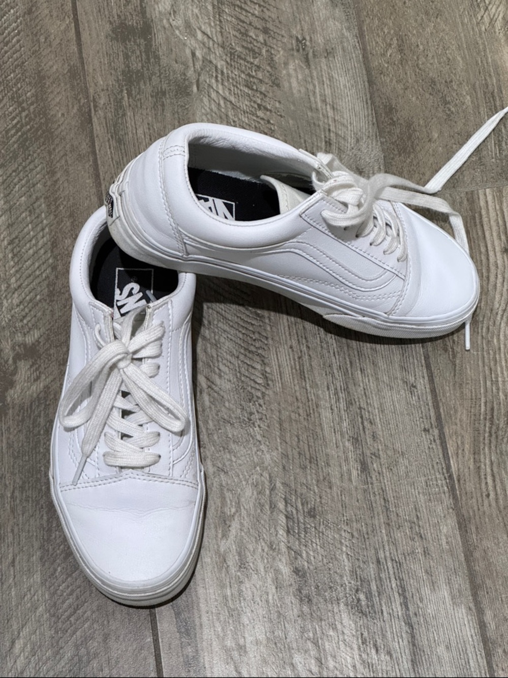 Vans All-White Low-Top Leather Sneakers